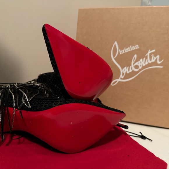CHRISTIAN LOUBOUTIN Calfskin Strass Fringe Courtain 100 Booties size 41. - Picture 7 of 8
